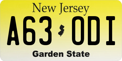 NJ license plate A63ODI