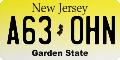 NJ license plate A63OHN