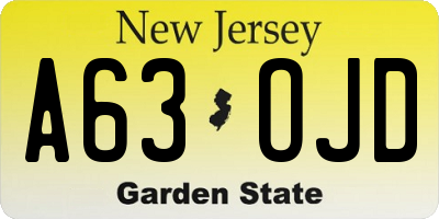 NJ license plate A63OJD
