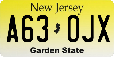 NJ license plate A63OJX