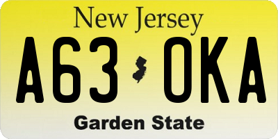 NJ license plate A63OKA