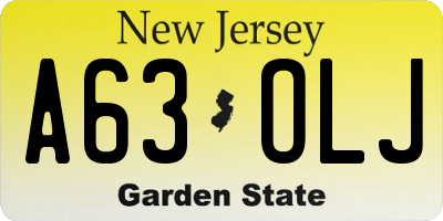 NJ license plate A63OLJ