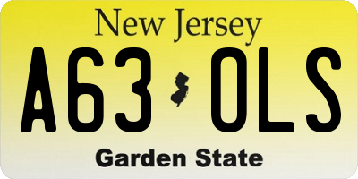 NJ license plate A63OLS