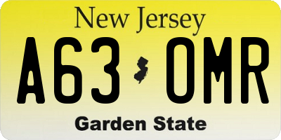NJ license plate A63OMR