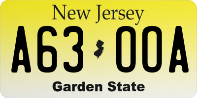 NJ license plate A63OOA