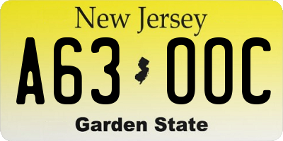 NJ license plate A63OOC