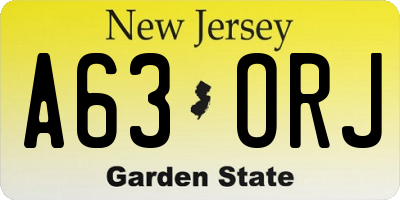 NJ license plate A63ORJ