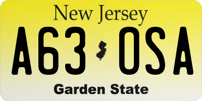 NJ license plate A63OSA