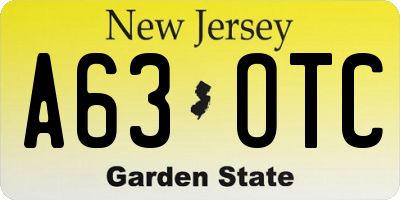 NJ license plate A63OTC
