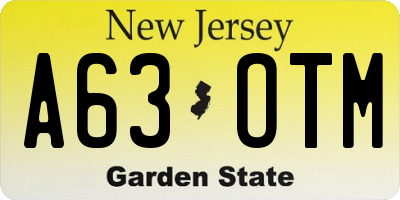 NJ license plate A63OTM