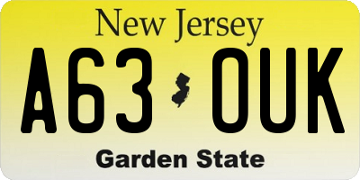 NJ license plate A63OUK