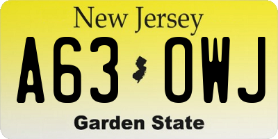 NJ license plate A63OWJ