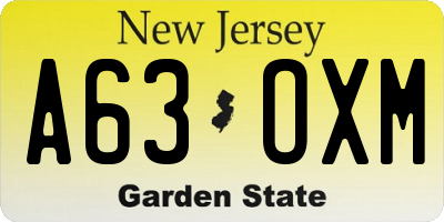 NJ license plate A63OXM
