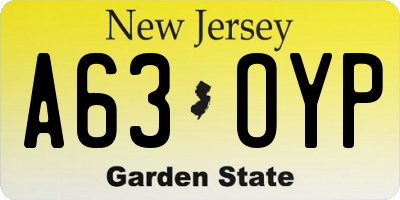 NJ license plate A63OYP