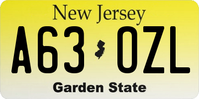 NJ license plate A63OZL