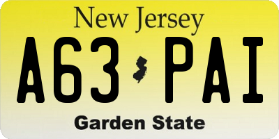 NJ license plate A63PAI