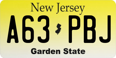 NJ license plate A63PBJ