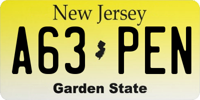 NJ license plate A63PEN