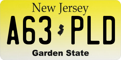 NJ license plate A63PLD