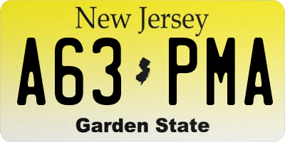 NJ license plate A63PMA