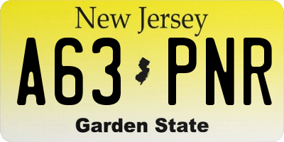 NJ license plate A63PNR