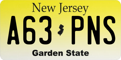 NJ license plate A63PNS