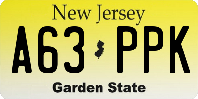 NJ license plate A63PPK