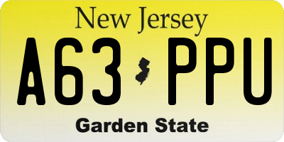 NJ license plate A63PPU