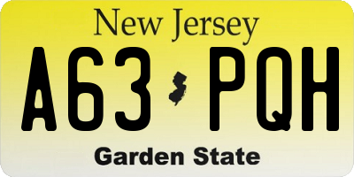 NJ license plate A63PQH