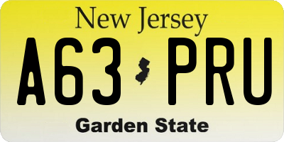 NJ license plate A63PRU