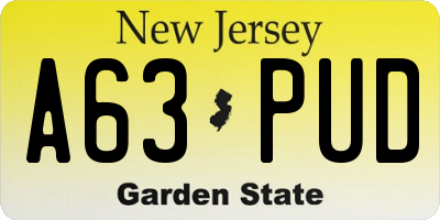 NJ license plate A63PUD