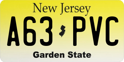 NJ license plate A63PVC