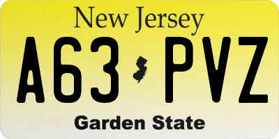 NJ license plate A63PVZ