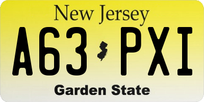 NJ license plate A63PXI