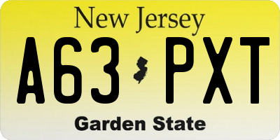 NJ license plate A63PXT