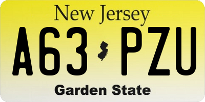 NJ license plate A63PZU