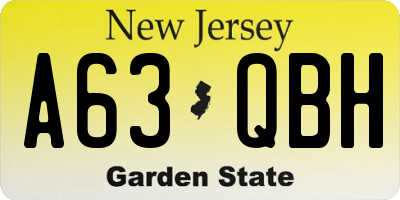 NJ license plate A63QBH