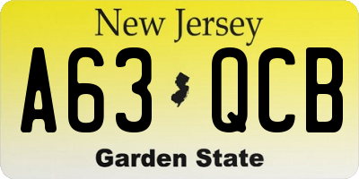 NJ license plate A63QCB