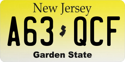 NJ license plate A63QCF