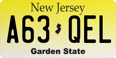NJ license plate A63QEL
