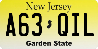 NJ license plate A63QIL