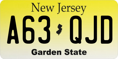 NJ license plate A63QJD