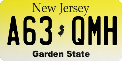 NJ license plate A63QMH