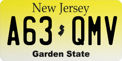 NJ license plate A63QMV