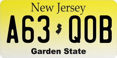 NJ license plate A63QOB