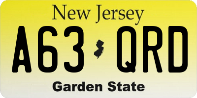 NJ license plate A63QRD