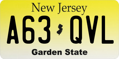NJ license plate A63QVL