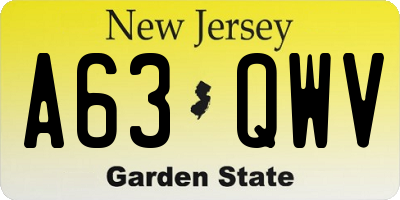 NJ license plate A63QWV