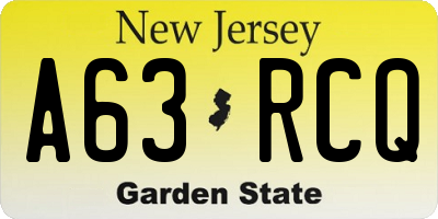 NJ license plate A63RCQ