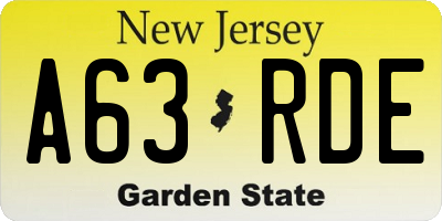 NJ license plate A63RDE